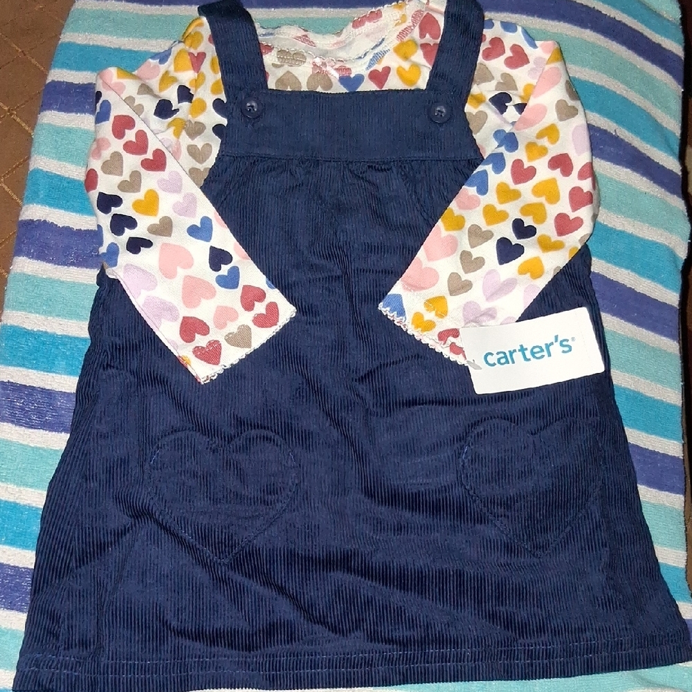 Carter's Navy Dress with Heart Print Top